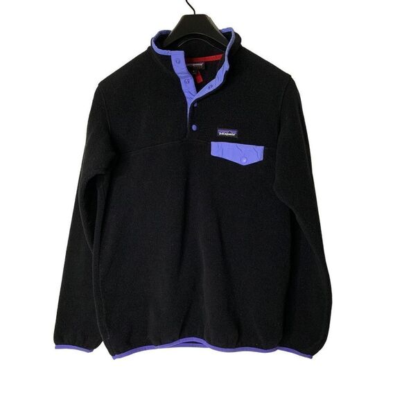 Patagonia Synchilla pullover snap t black purple women's size medium 25455 - Picture 1 of 6